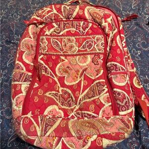 Vera Bradley Red and Pink Paisley Backpack